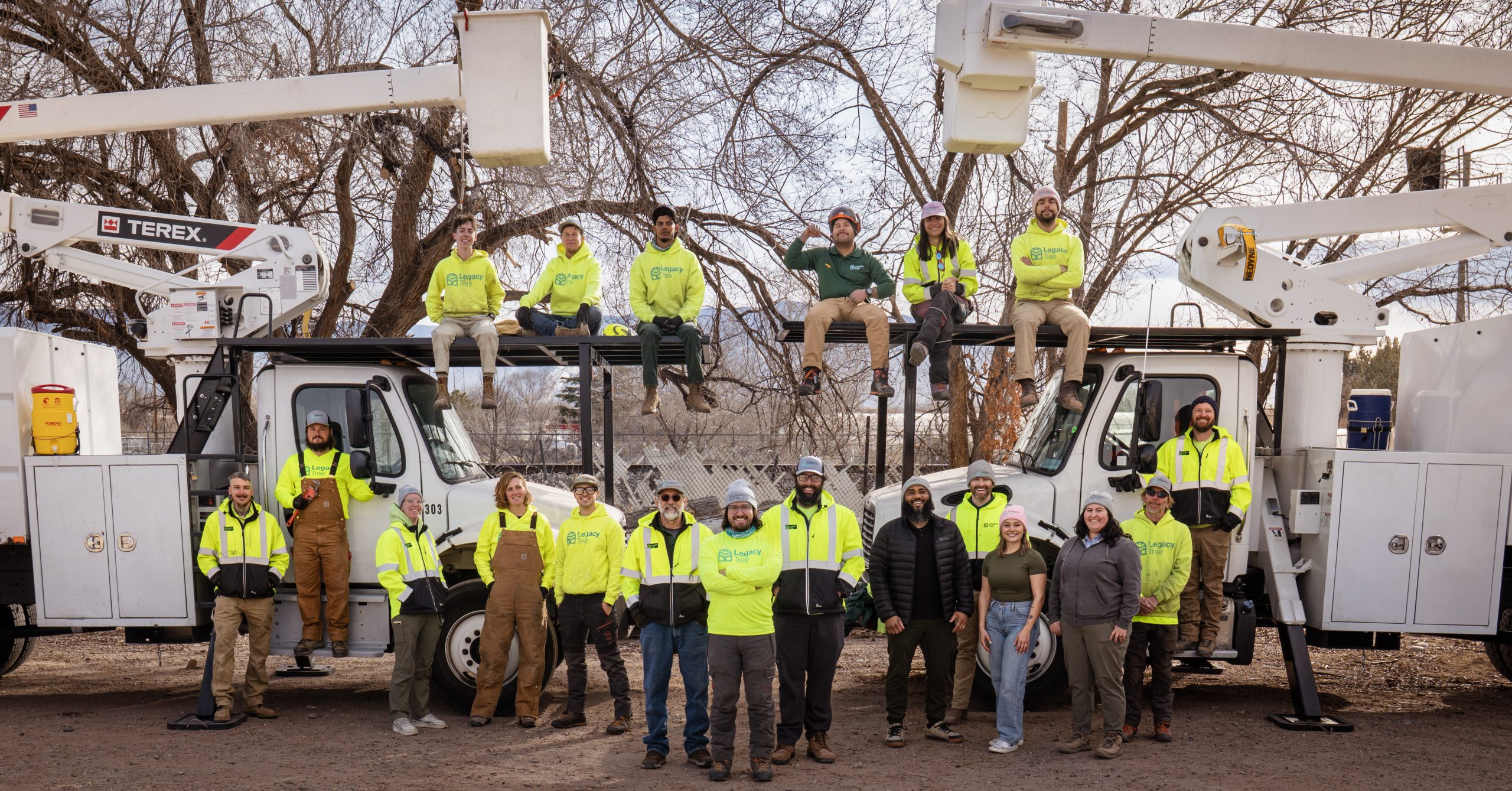 Legacy Tree Company arborists on equipment
